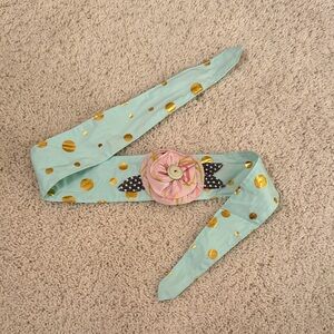 Matilda Jane Polka Dot Headband sash belt with Pink Flower